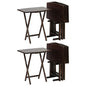 PJ Wood 5-Piece Folding Wooden Table Set, TV Tray Tables with Collapsible Storage Rack, Walnut - Portable and Adjustable Home Furniture for Living Room, Bedroom, and Kitchen