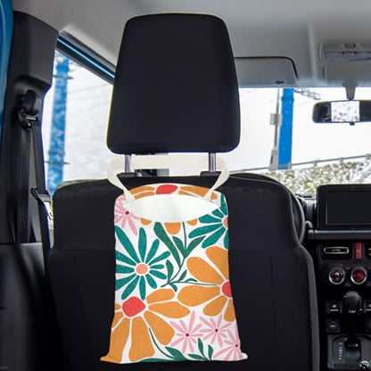 Flower Car Trash Can, Car Trash Bag Hanging, Waterproof Cars Back Seat Hanging Organizer and Storage Trash Bags for Vehicle Travelling Camping - color: Flower01