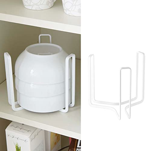 Dinnerware Bowl Plate Holder Fit for 6.5 Inches Diameters Bowl, Metal Bowl Storage Dying Display Rack for Kitchen Drawer, Countertop, Cabinet, Shelf, Cupboard (White, Small 2PCS) - color: White, size: Small 2PCS
