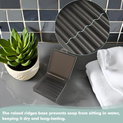Soap Container, Shower Square Bar Holder Fit Handmade Soap, Travel Soap Case (Translucent Black) - color: Translucent Black