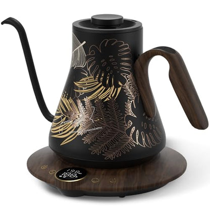 Cocinare Gooseneck Electric Kettle, ±1°F Precise Temperature Control, 1500W Fast Heating, Pour Over Coffee & Tea Kettle with Brew Timer & Keep Warm, Stainless Steel, 0.9L (Rainforest) - color: Rainforest