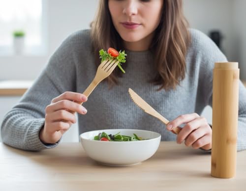 Eco-Friendly Travel Utensils Set: Lightweight Bamboo Forks, Spoons, Knives in Wooden Case, Reusable Utensils for Lunch Box, Kids Camping Cutlery, Sustainable Portable Flatware - size: 3-piece