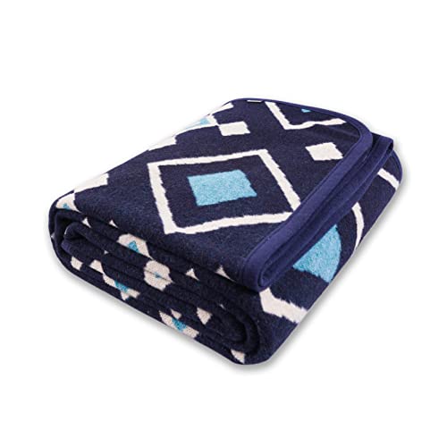 PuTian Merino Wool Blanket - 51" x 63" Thick Warm Soft Twin Wool Throw - Great for Bed, Camping, Outdoor, Car, Pets, Travel, Blue Check - color: Blue Check, size: 63x51