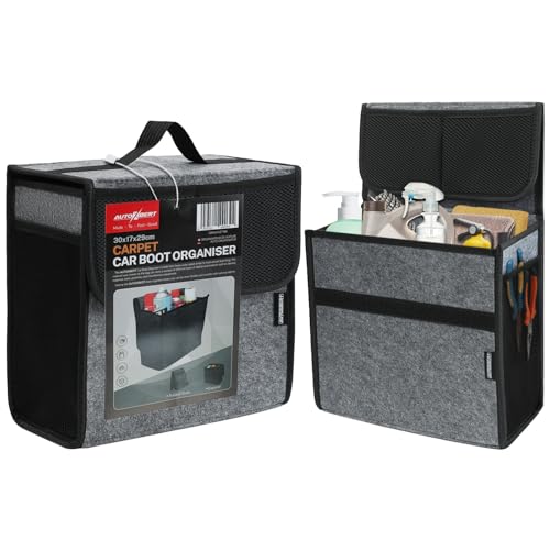 Car Trunk Organizer,Soft Felt Car Bag Organizer 12x7x12 inch Folding,for Honda CRV Civic Accord Ford Focus Fusion Toyota RAV4 Jeep SUV/Truck/Sedan（Gray - color: Gray, size: M