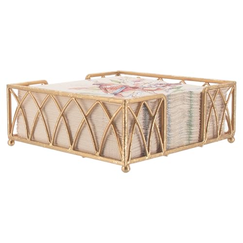 Boston International Arch Design Lunch Napkin Holder Caddy, Gold Leaf - color: Gold Leaf, size: 6.75 x 6.75-Inches