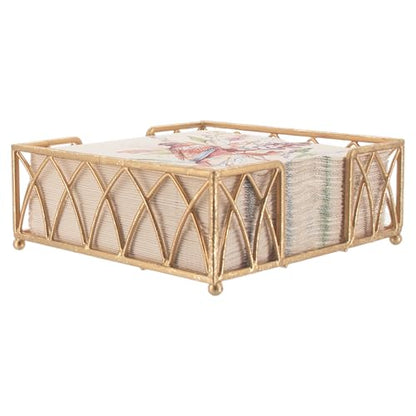 Boston International Arch Design Lunch Napkin Holder Caddy, Gold Leaf - color: Gold Leaf, size: 6.75 x 6.75-Inches