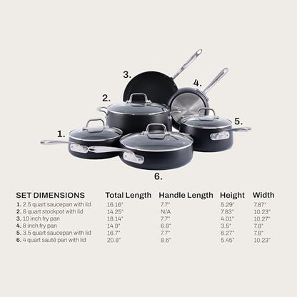 All-Clad HA1 Expert Hard Anodized Nonstick Cookware Set (10 Piece) Pots, Frying Pans, Dishwasher-Safe, Oven-Safe Up to 500°F Compatible with All Stovetops (Gas, Electric & Induction) - Black - size: 13 Piece Set
