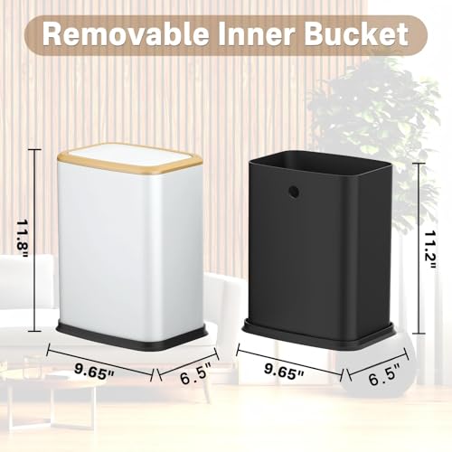 2.1 Gal Slim Bathroom Trash Can with Swing Lid, Rustproof Stainless Steel Small Garbage Can for Narrow Spaces & Toilet Side, Dog Proof Odor Control Waste Basket for Bedroom/Office, White - color: White
