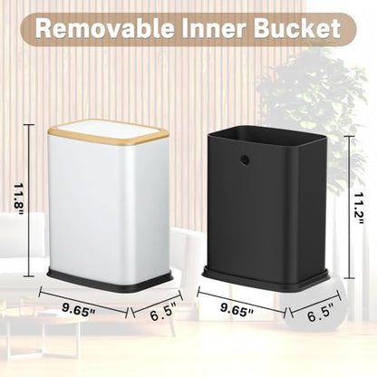 2.1 Gal Slim Bathroom Trash Can with Swing Lid, Rustproof Stainless Steel Small Garbage Can for Narrow Spaces & Toilet Side, Dog Proof Odor Control Waste Basket for Bedroom/Office, White - color: White