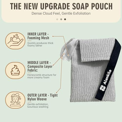 2 Pieces Soap Bags for Soap Bars, Exfoliating Soap Saver Bags, Foaming Bar Soap Pouches for Use in Baths or Showers (White) - style: White
