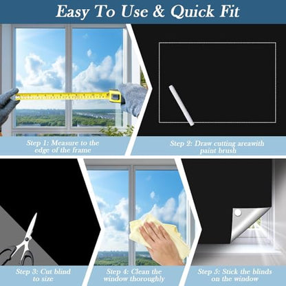 100% Blackout Window Cover, 118" x 57" 420D Portable Blackout Blinds 100% Blackout Window, Temporary Black Out Shades for Windows Cover Travel, Cut Any Size, 18 Adhesive & 12 Loop Tapes - size: 57"W x 118"H