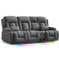 TUNYI Power Loveseat Recliner Sofa with Massage & Heat Home Theater Seating with Console RV Recliner Loveseat Sofa with USB/Storage/Side Pocket/LED Light/Speaker (Dark Grey) - color: Dark Grey, size: 3 Seat with console