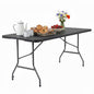 FDW 6FT Folding Table, Portable Fold-in-Half Plastic Picnic Party Table with Carrying Handle （Black, 6FT） - color: Black, size: 6 FT 70"x29"