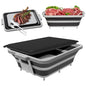 Upgraded Collapsible BBQ Prep Tub with Lid & Foldable Handle Stand - 4-in-1 for Meal Prep Marinating, Food Storage Container, Cutting Board & Beverage Cooler - Perfect for Camping & Picnic