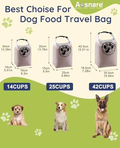 Pet Food Storage Bag for Travel - Transparent Leak-Proof Dog Food Container with Roll-Top Closure, Keeps Kibble Fresh for Camping Trip, Dog Boarding, Weekend Getaways (14 Cups) - size: 14 Cups