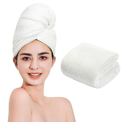 Microfiber Hair Towel Quick Dry Hair Towel Hair Drying Towels Suitable for All Kinds of Hair Ultra Absorbent Long and Thick Hair 20X40inch White (1pcs) - color: White, size: 40.00" x 20.00"