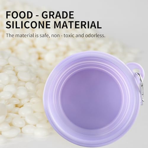 Collapsible Dog Bowls 2-Pack, Portable Travel Dog Bowl with Carabiner, Food-Grade Silicone Pet Bowl for Hiking, Walking (22 OZ Macaron Pink and Violet) - color: 22 OZ Macaron Pink and Violet