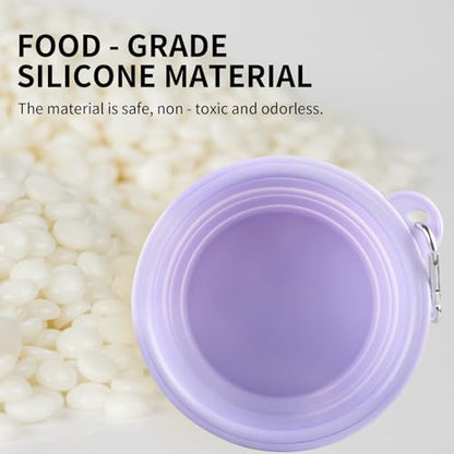 Collapsible Dog Bowls 2-Pack, Portable Travel Dog Bowl with Carabiner, Food-Grade Silicone Pet Bowl for Hiking, Walking (22 OZ Macaron Pink and Violet) - color: 22 OZ Macaron Pink and Violet