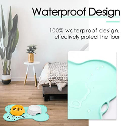 Super Design Dog Food Mat Dog Bowl Mat for Food and Water Silicone Non Spill Cat Feeding Mat Puppy Placemat Waterproof - 20.5" x 14.5", Light Green - color: Light Green