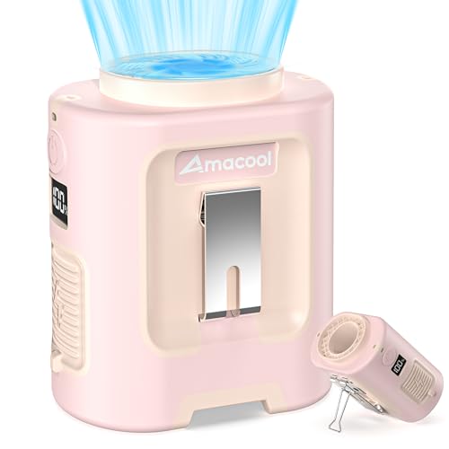 AMACOOL Mini Portable Waist Fan Clip on, Birthday Gifts for Mother Mom Her Girl, 13000RPM Rapid-Cooling Personal Neck Fans, Wearable Shirt Belt Fan for Women Men Outdoor Work Jobsite Travel Camping - color: ROSE QUARTZ