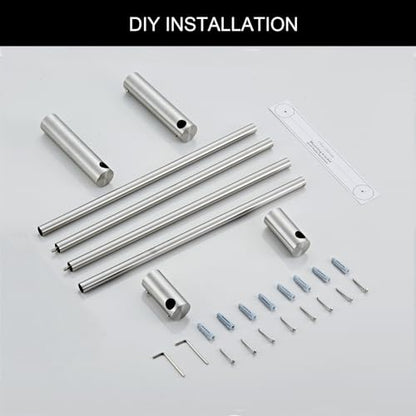 Towel Racks for Bathroom, NEWRAIN 30 inch Double Bath Towel Bar Wall Mounted, Stainless Steel Kitchen Towel Holder, Brushed Nickel Towel Rod Towel Rail Hange - color: Brushed Nickel, style: Double Bar