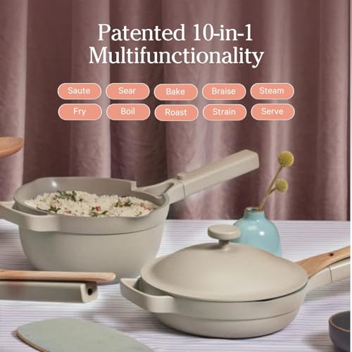 Our Place Mini Cookware Duo | 6-Piece Ceramic Cookware Set with Mini Always Pan & Mini Perfect Pot | Induction & Oven Safe up to 450°F | Nonstick, PFAS-Free Non-Toxic Cookware | Spice - color: Spice, size: Mini