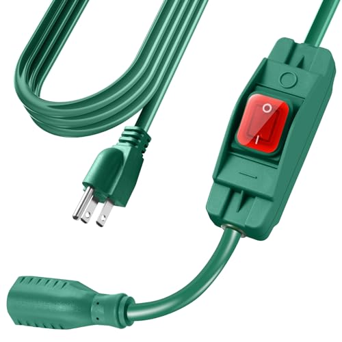 Extension Cord with Switch On/Off Waterproof Switch 10Ft No Plugging and Unplugging Invintage Stereo Devices Without Built-in Power Switch(10 FT, Green) - color: Green, size: 10 Ft