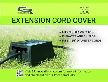 GR Innovations RV Extension Cord Cover | Plug Saver | Outdoor Electrical Cord Cover | Elevates & Shields Outdoor Extension Cords | 30 Amp and 50 Amp | Made in USA