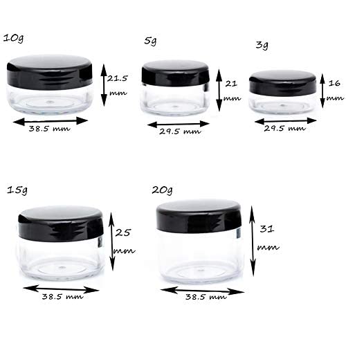 Polypropylene 5 Gram Cosmetic Containers 50pcs Sample Jars Tiny Makeup Sample Containers with lids (Black) - color: Black