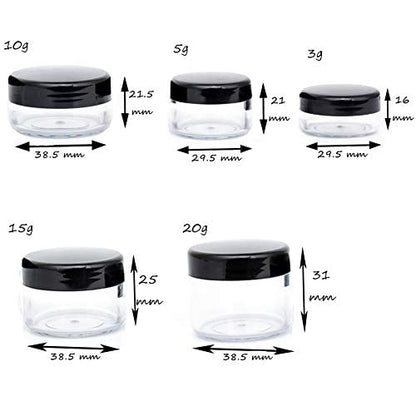 Polypropylene 5 Gram Cosmetic Containers 50pcs Sample Jars Tiny Makeup Sample Containers with lids (Black) - color: Black