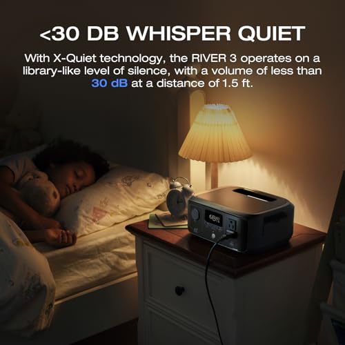 EF ECOFLOW Portable Power Station RIVER 3 with Car Cigarette Lighter to DC Power Adapter, 245Wh LFP Power Station, 2 Up to 600W AC Outlets, <20 MS UPS, 1Hr Fast Charging Solar Generator for Camping - style: RIVER 3+DC CABLE