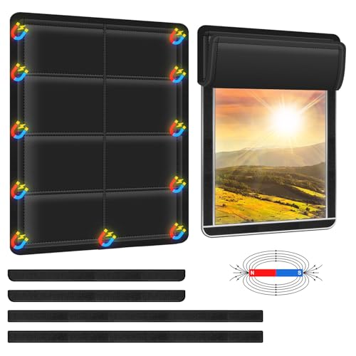 RV Window Shade, Magnetic RV Blackout Camper Window Cover with UV Protection & Privacy Features, Insulation Waterproof Fabric Reflective Silver Coating 25" (L) * 16" (W)- Stitched-Edge Design - size: Magnetic (Stitched-Edge)