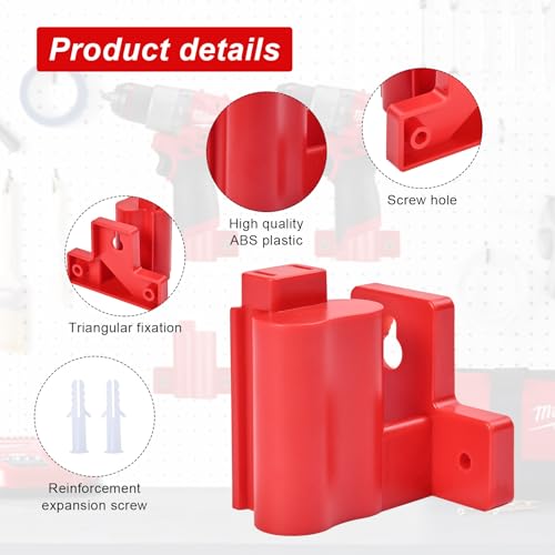 Tool Holders and Battery Holder Compatible Milwaukee M12 12V Wall Mount Plastic Hanger Battery Drill Tool Storage for Shelf Work Van Toolbox with 22 Screws