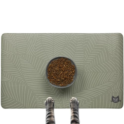 The Cat Ladies Cat Feeding Mat - Waterproof & Dishwasher Safe Small Pet Eating Placemat - Cat & Dog Food Mats for Food and Water Bowl - Protect Floors from Mess - Tropical Leaves - color: Tropical Leaves B