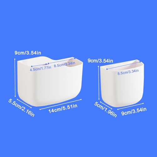 Remote Holder Wall Mount TV FAN Remote Control Holder Bedside Caddy Wall Organizer Phone Holder for Office Adhesive Media Player Controller Holder Box Tray Home Desk Nightstand White 1Big 1Small - color: White