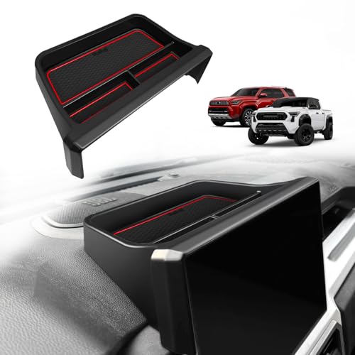 Muslogy Dashboard Storage Box Compatible with 2024-2026 Tacoma & 2025 2026 4Runner Accessories Center Console Organizer w/14-inch Screen for Limited Trailhunter TRD Pro (14 Inch Screen Only) (Red) - color: Red, size: 14-Inch Screen