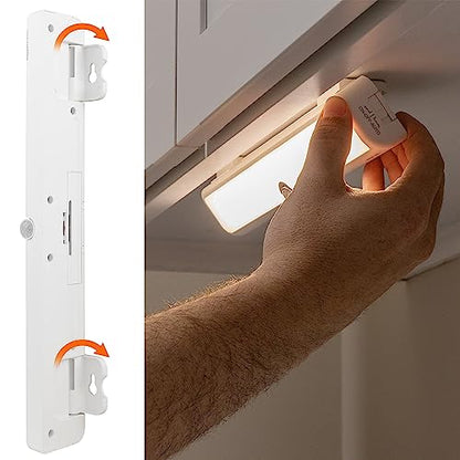Amazon Basics LED Motion Sensor Light Bar, USB/Battery Operated, 250 Lumens, 12 Inches, Swivel, Under Cabinet Lighting for Closet, Kitchen, 2-Pack, White - style: LED Light Bar, Sensing Swivel