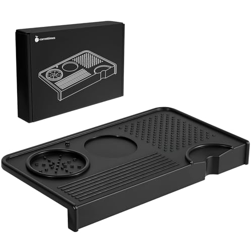 Espresso Tamping Mat, 7mm Thickened Tamper Mat with Multi-Slot Organizer, Food Grade Silicone Coffee Mat, Non-Slip Portafilter Mat for Countertop, Waterproof Heat Resistant Tamping Station, Black - color: Black