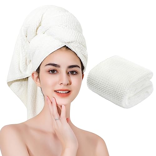 Microfiber Hair Towel Quick Dry Hair Towel Hair Drying Towels Suitable for All Kinds of Hair Ultra Absorbent Long and Thick Hair 24X48inch White (1pcs) - color: White, size: 48.00'' x 24.00''