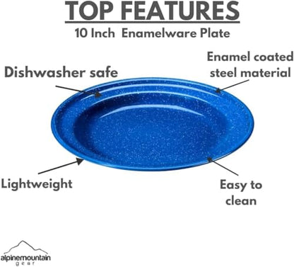 Enamelware for Camping and Backpacking - Cookware Gear Essentials for Camping and Backpacking (Made by Caddis Sports, Inc.) (10 Inch Plate (8 Pack)) - style: 10 Inch Plate (8 Pack)