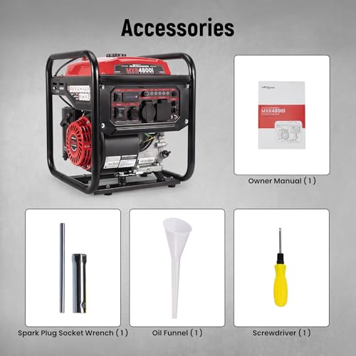 maXpeedingrods 4800 Watt Portable Inverter Generator, Gas Powered Open Frame Generator with ECO Mode, Lightweight for Outdoor Camping, Home Backup, Garden - style: MXR4800I+Gas+Open Frame