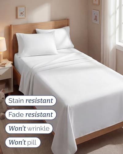 Twin 4 Piece Sheet Set - Comfy Breathable & Cooling - Ultra Soft Hotel Luxury Bedding Set with 8-16 Inch Deep Pockets - 1 Flat & 1 Fitted Sheet & 2 Pillowcases - Cozy, Wrinkle Free & Easy Care - White - color: 01 - White, size: Twin