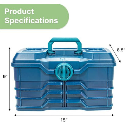 Best Kept | Bathroom Storage Case | Portable Travel Toiletry Case | Shower Lidded Caddy | Travel Toiletry Train Case | Navy Blue - color: Navy Blue