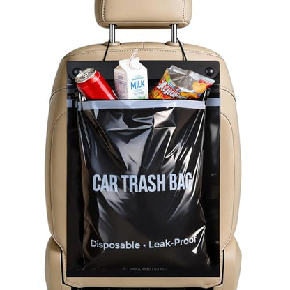 50 Count Recycled Disposable Car Trash Bags - 2.5 Gallon Heavy Duty Alternative to Bulky Car Trash Can & Car Garbage Can, Leakproof Smellproof Hanging & Stick-On Garbage Bag for Car, SUV, Truck - color: 50 Count(Black)