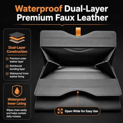 COZILO Leather Car Trash Can, Leak-Proof Odor-Lock Car Garbage Can with 60 Liners, Magnetic Closure, Liner-Hold Design, Storage Pocket & Metal Hooks, Hanging Car Trash Bin for SUV Sedan Truck - color: Carbon Black