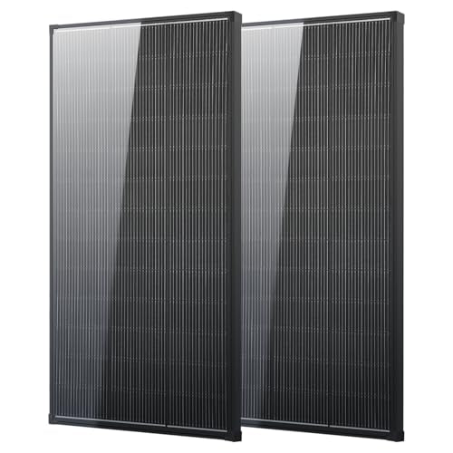400W Solar Panel, 2pcs 200 watt Solar Panels 18V 18BB N-Type Monocrystalline Solar Module, IP68 Waterproof 25% High-Efficiency Solar Panels for Off Grid RV Boat Trailer Camper - color: Black 200W*2