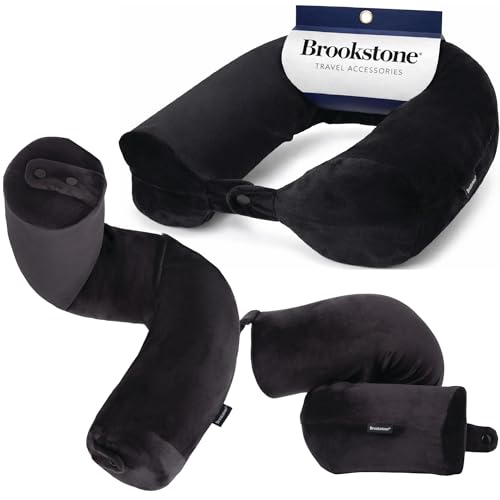Brookstone Free Form Travel Pillow - Lightweight Flexible Memory Foam Travel Neck Pillow for Sleeping, Car, Airplane & Travel Support, Size: One Size, Black - color: Black