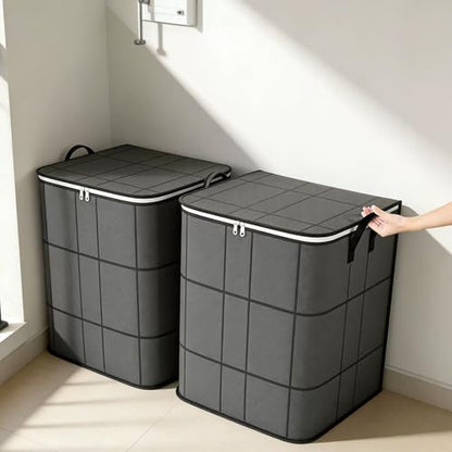 210 L Large Capacity Storage Bags, Waterproof & Dustproof Foldable Closet Organizers, Heavy Duty Moving Bags with Handles & Zippers for Clothes, Comforters, Blankets 1 PCS