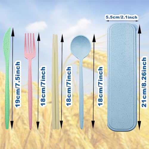 ELANE 4 Sets Reusable Travel Utensils Set with Case,Camping Cutlery Set Reusable Cutlery Set with Case,Utensil Sets for Lunch Picnic Daily Use Outdoor - color: color 2