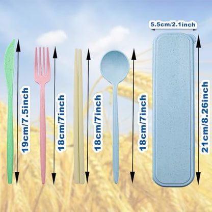 ELANE 4 Sets Reusable Travel Utensils Set with Case,Camping Cutlery Set Reusable Cutlery Set with Case,Utensil Sets for Lunch Picnic Daily Use Outdoor - color: color 2